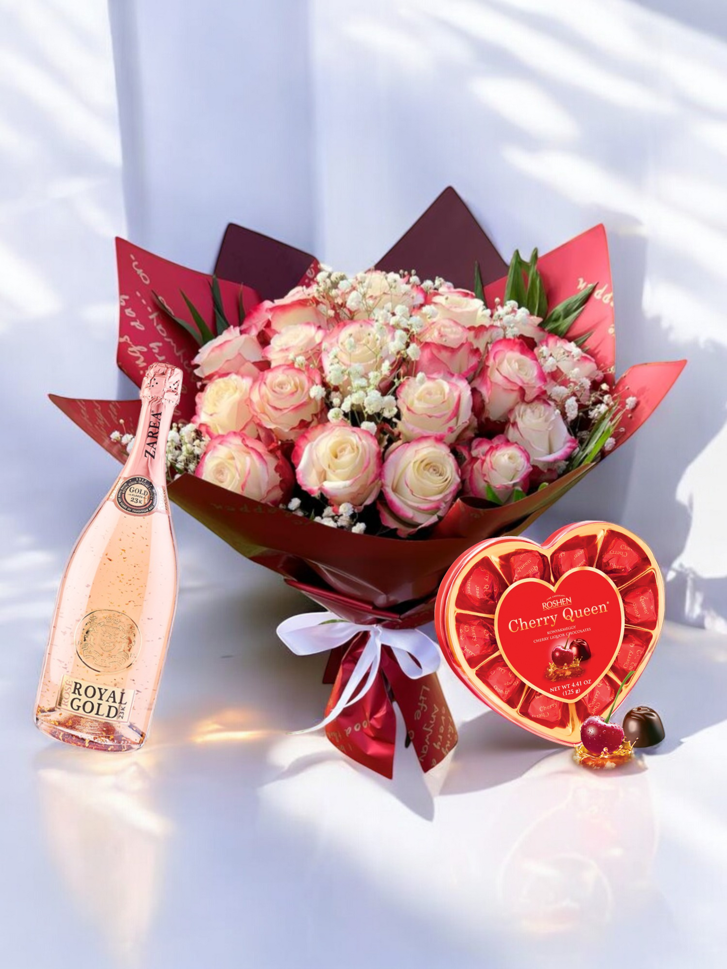 19 Trandafiri rosii, Bomboane și Șampanie - Dragoste în Fiecare Detaliu