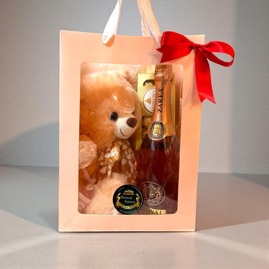 Gift Box Sweet - Ursulet de plus, Sampanie si Ferrero