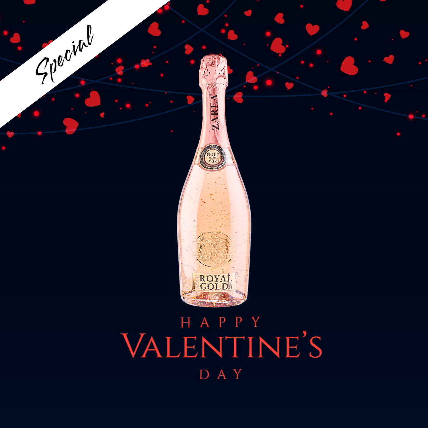 Sampanie Zarea Royal Gold Rose pentru Valentine's Day