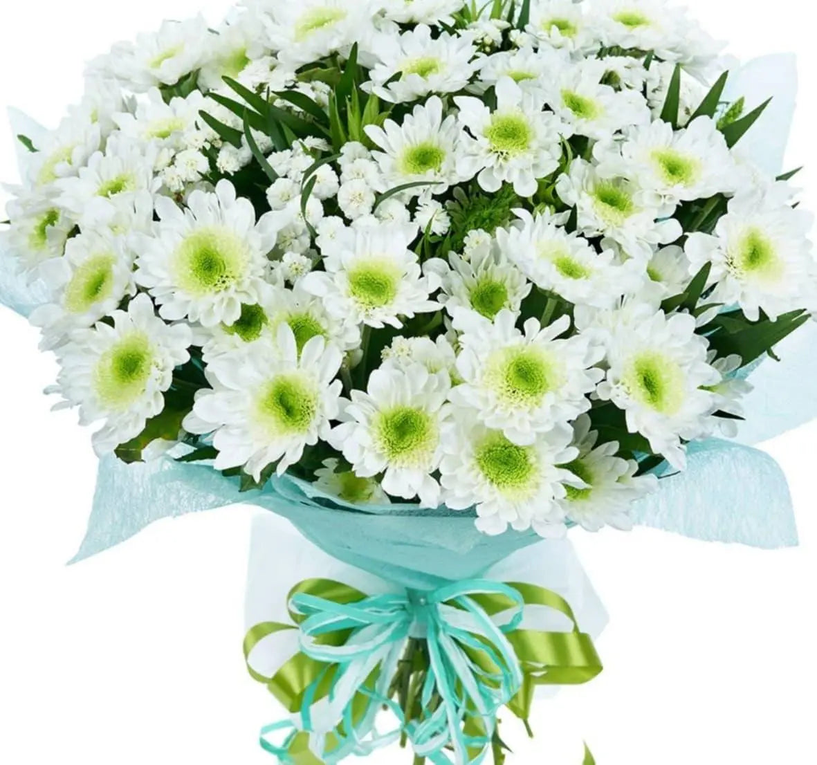 Buchet Only White cu crizanteme albe elegante