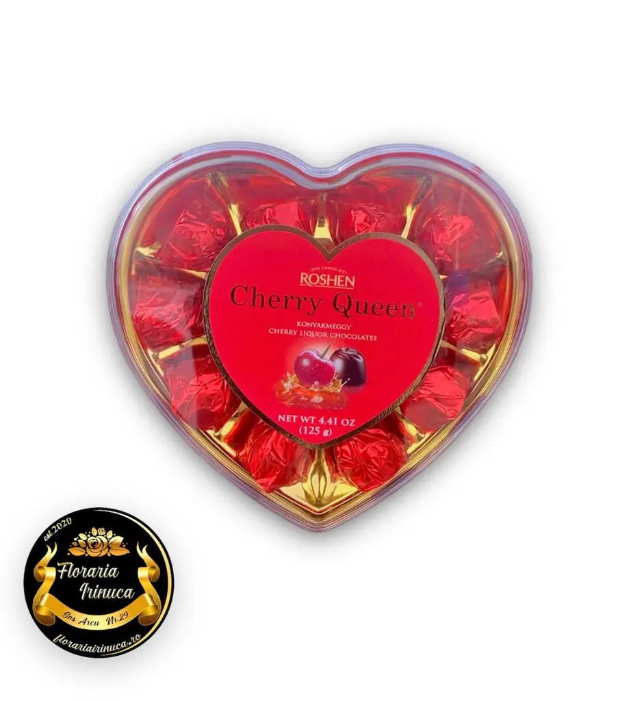 Roshen Cherry Queen 125g, ciocolată inimă cu cireașă