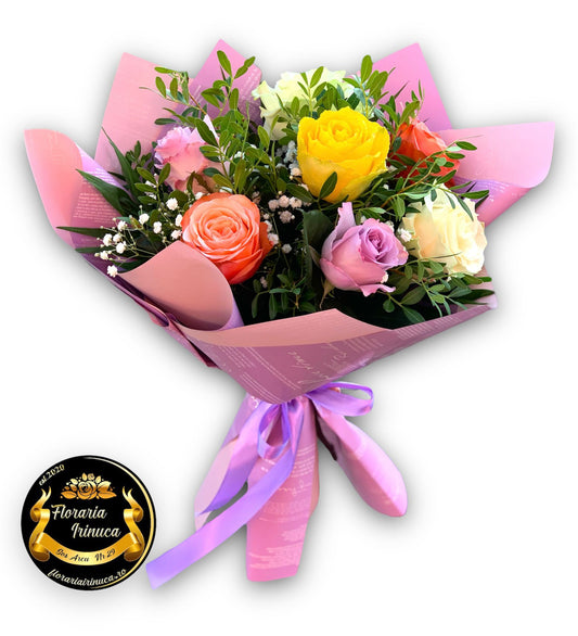 Bouquet Rainbow Roses Floraria Irinuca